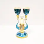 Shabbat Harp Design Double Cup Candle Holder
