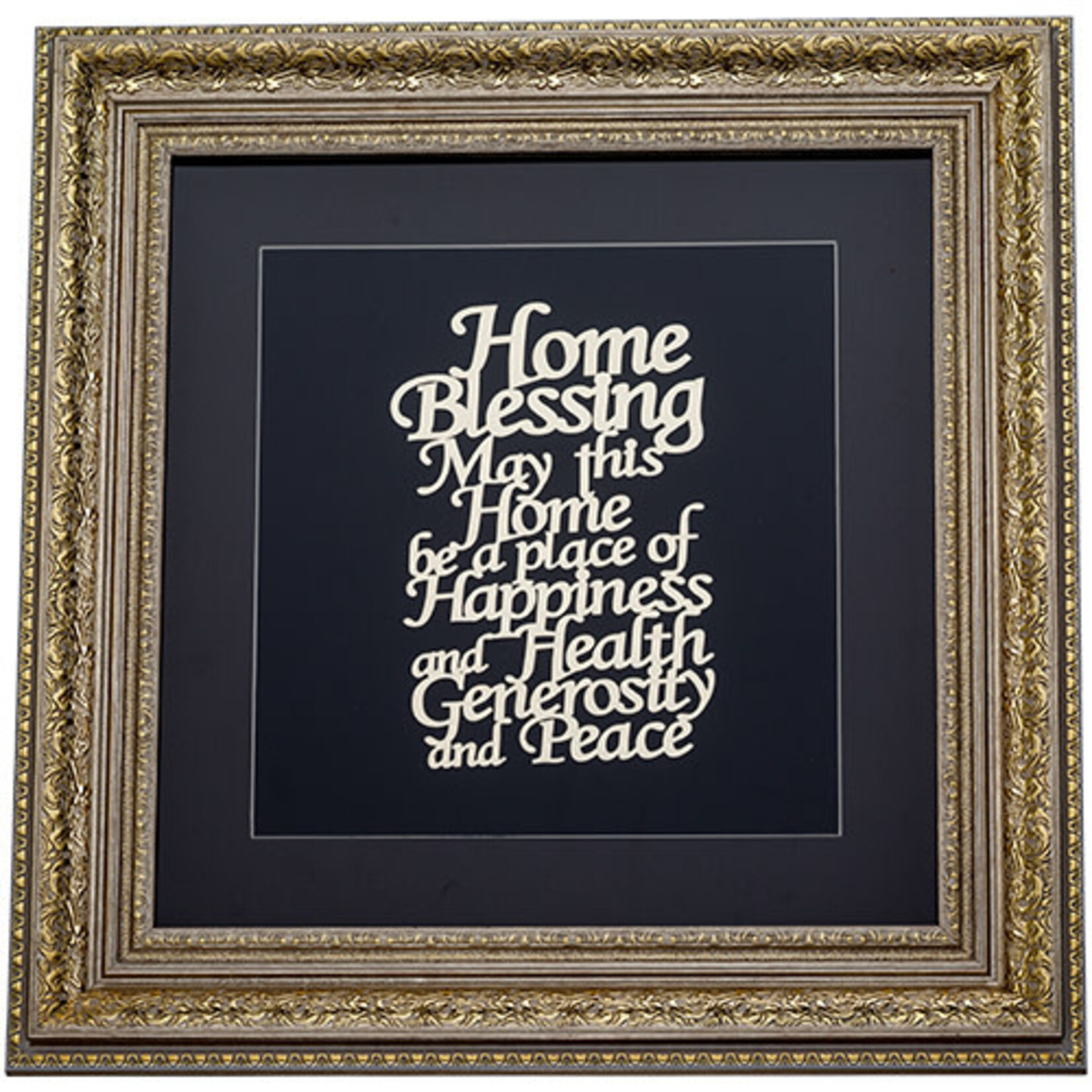 Wood Framed Home Blessing w/ Gold Plaque