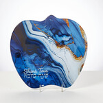 Rosh Hashanah Glass Apple Plate - Blue Marble