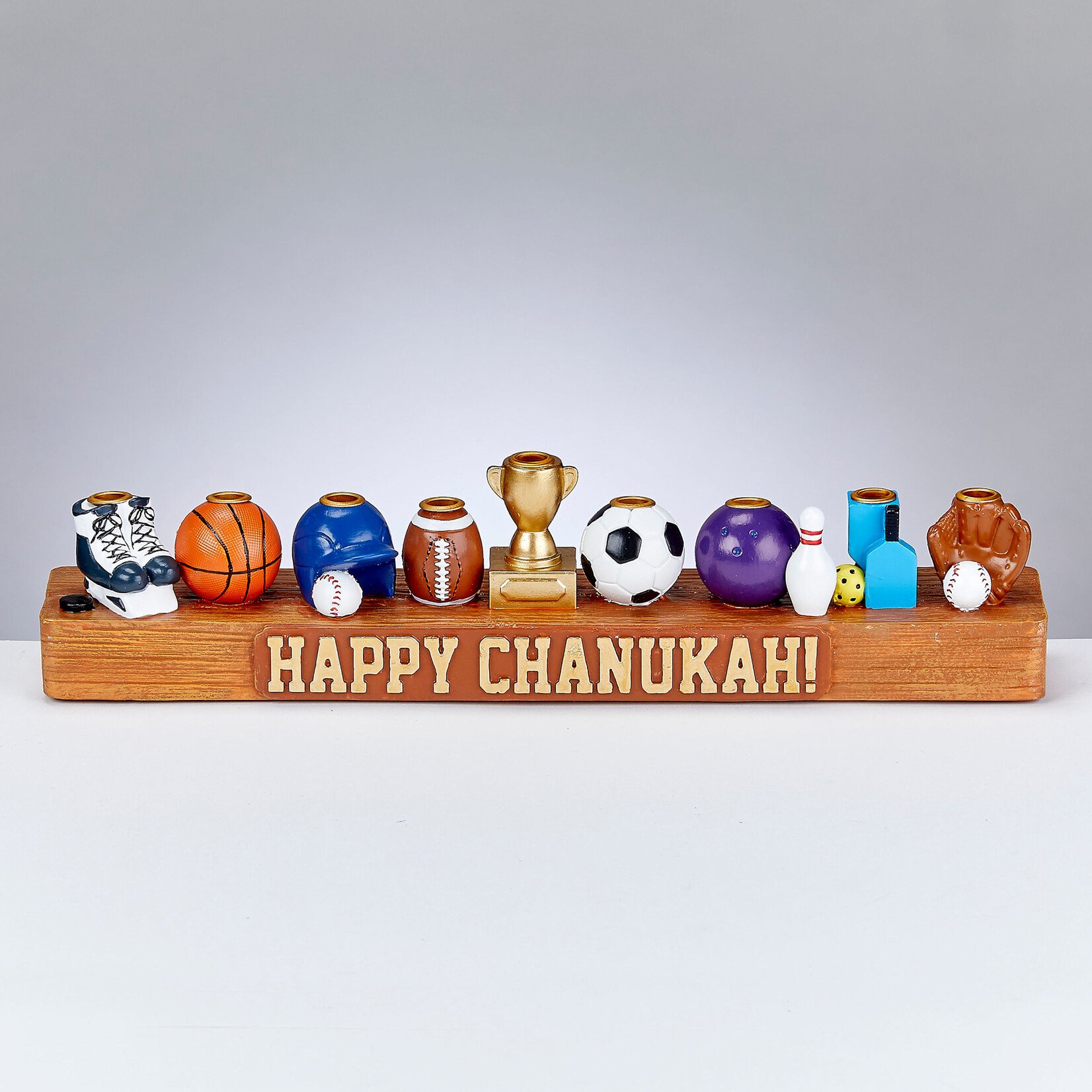 Hand-Painted Resin Sports Menorah