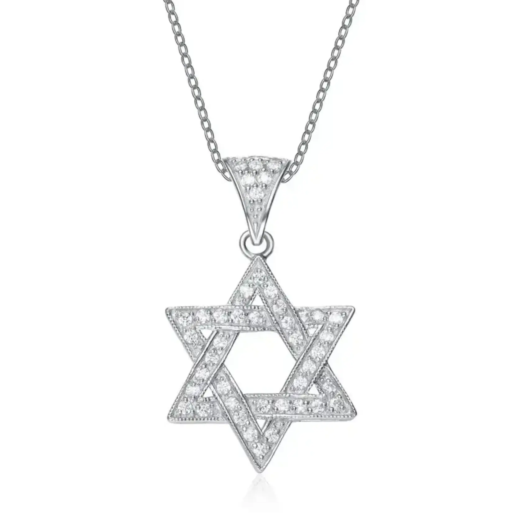 Sterling Silver Star of David Drop Pendant