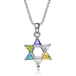 Sterling Silver Multi-Color Star of Daivd Necklace