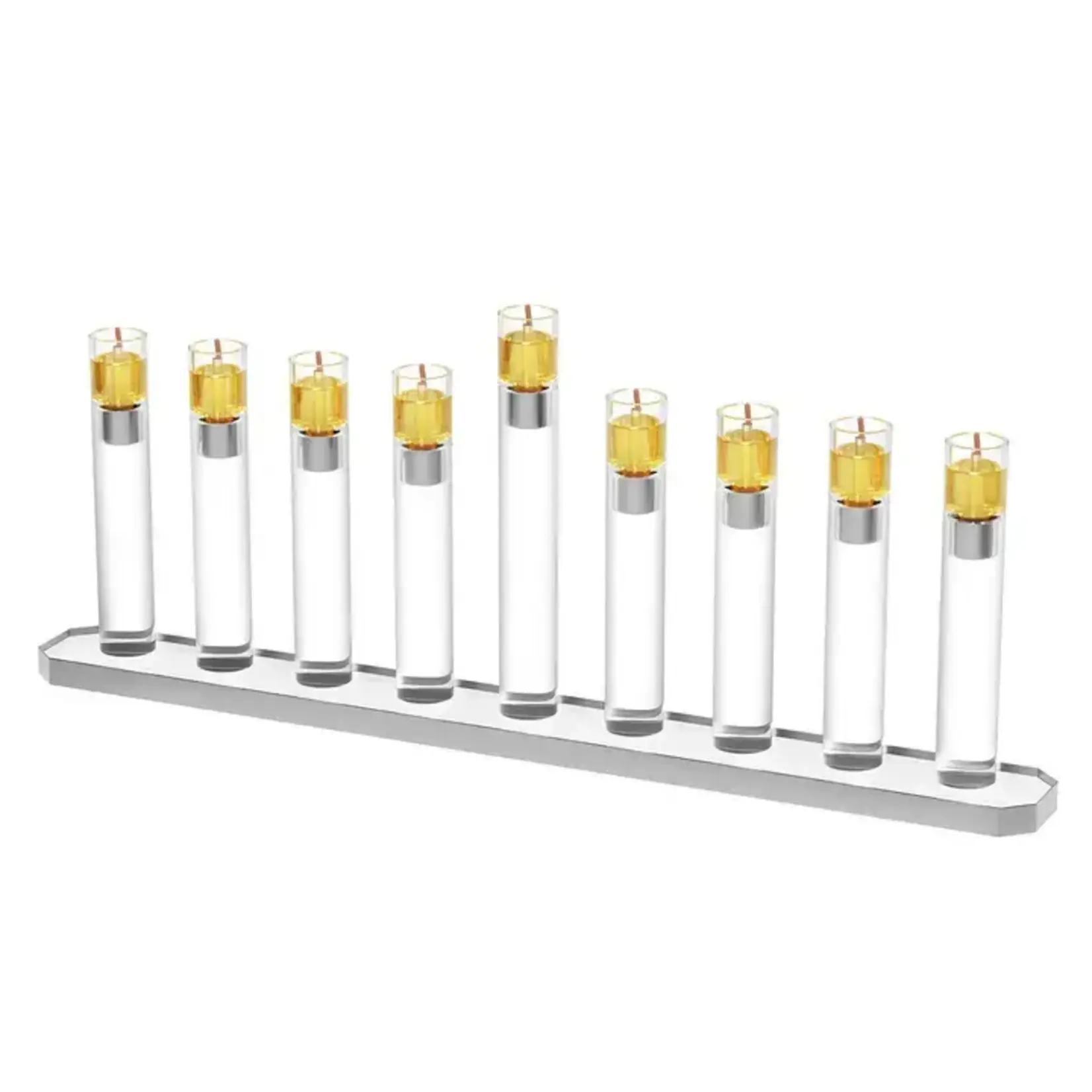 Lucite Tube Menorah - Silver