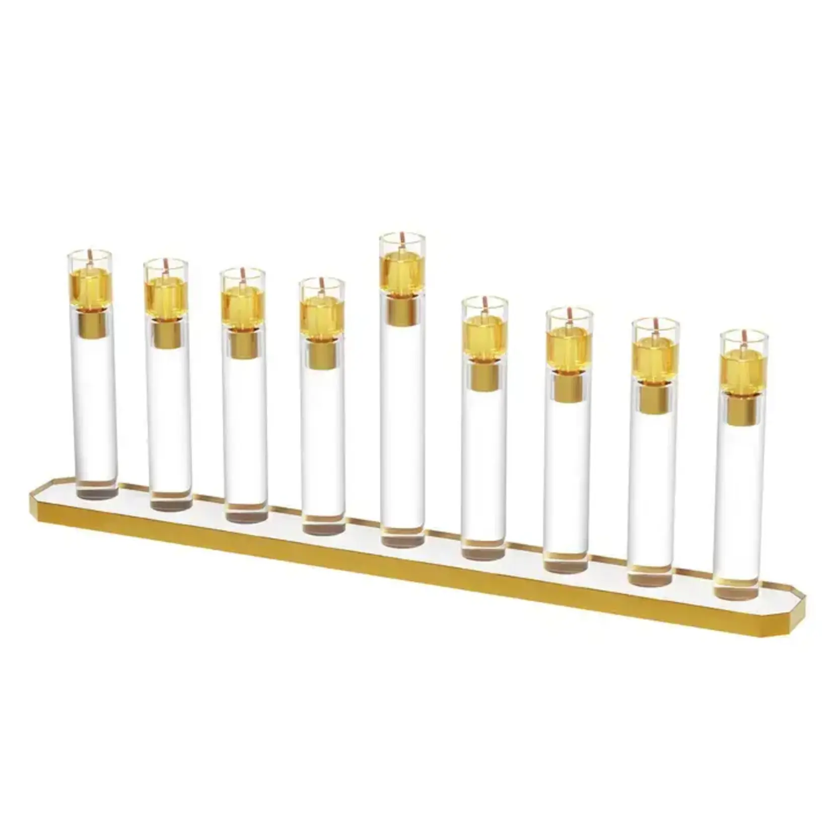 Lucite Tube Menorah - Gold