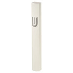 Aluminum Dotted Mezuzah Case - White 15cm