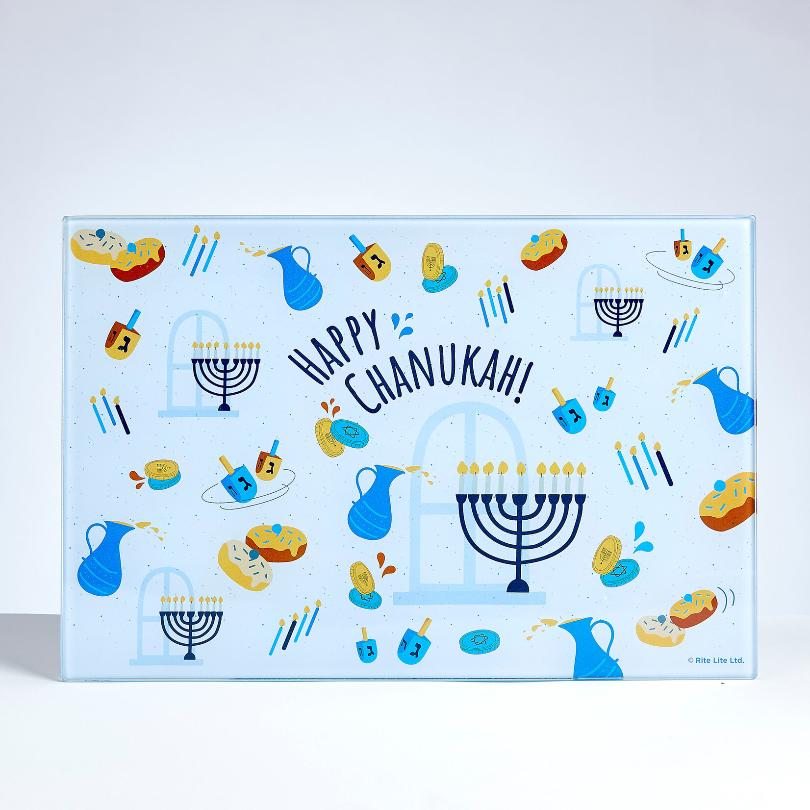 Whimsical Tempered Glass Menorah Drip Tray