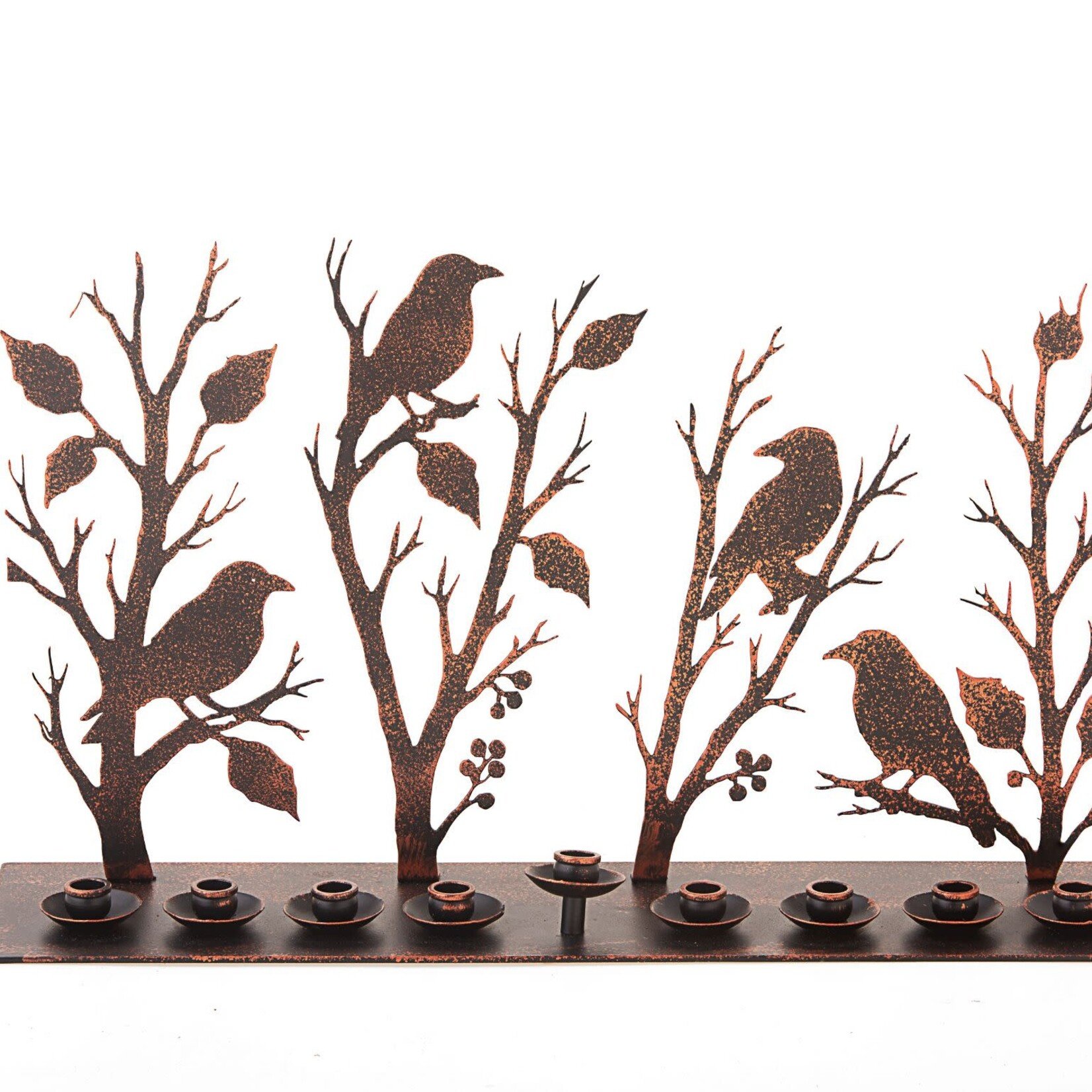 Birds in a Tree Metal Menorah