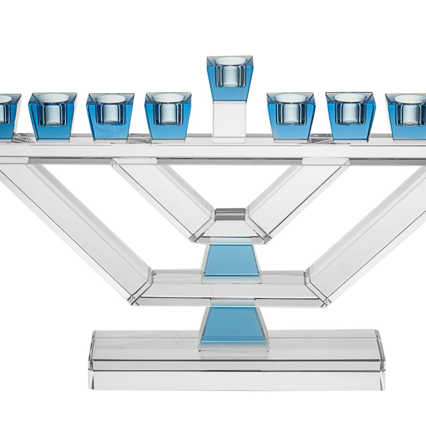 Large Crystal Oil Menorah - Blue Accents