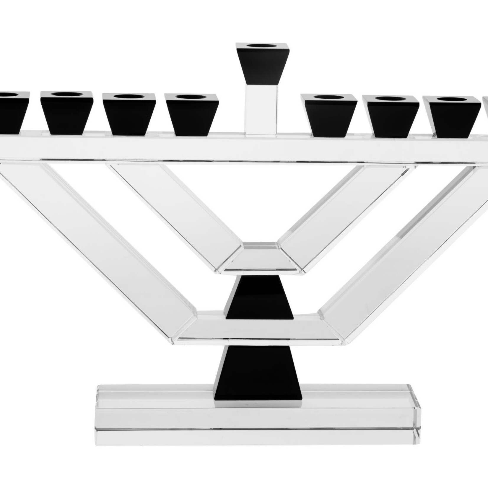 Large Crystal Oil Menorah - Black  Accents