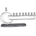 Aluminum Modern Menorah with Marble Decal Base