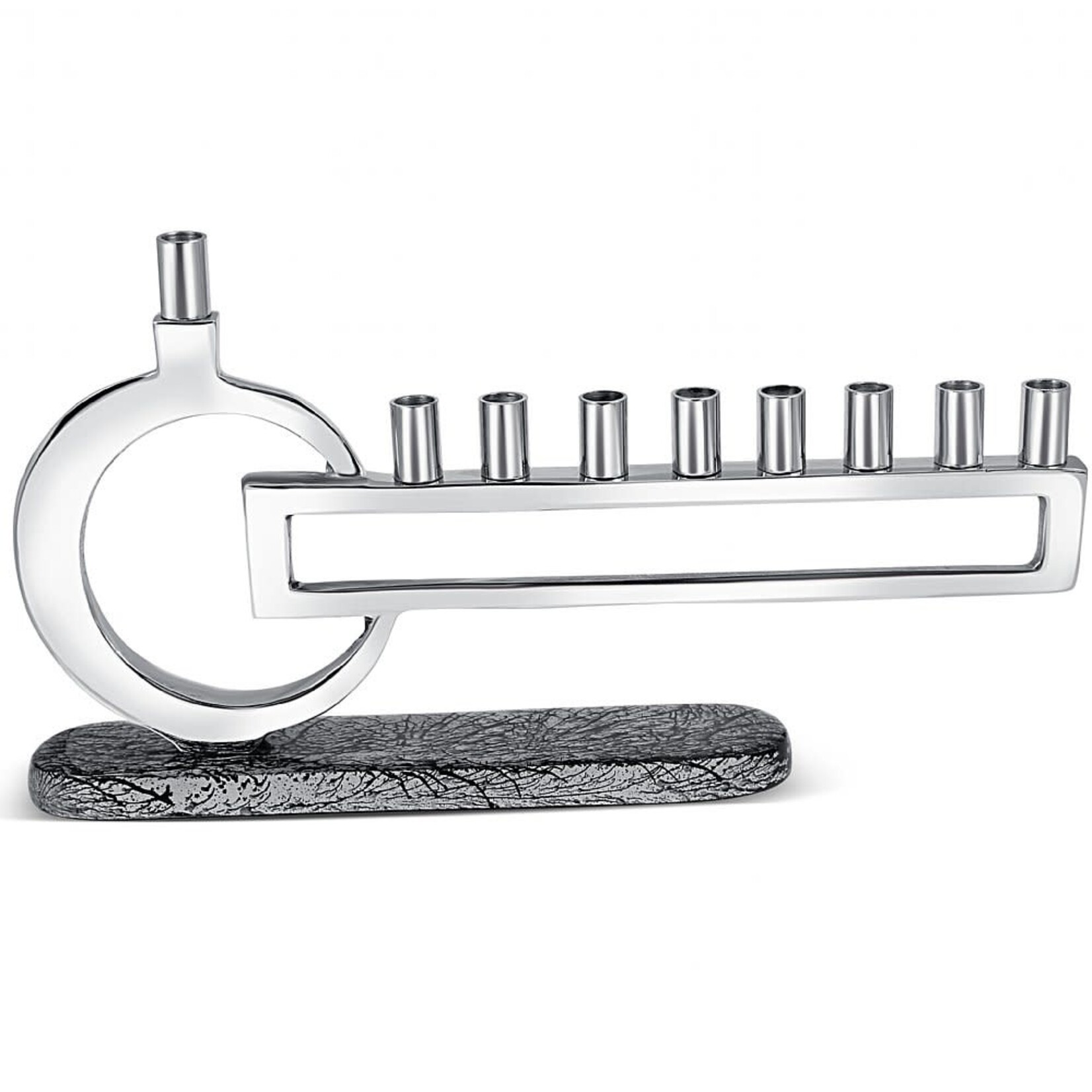 Aluminum Modern Menorah with Marble Decal Base