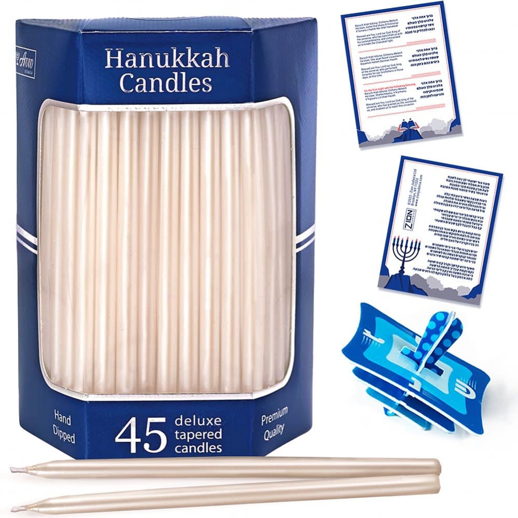 Deluxe Premium Tapered White Pearl Hanukkah Candles