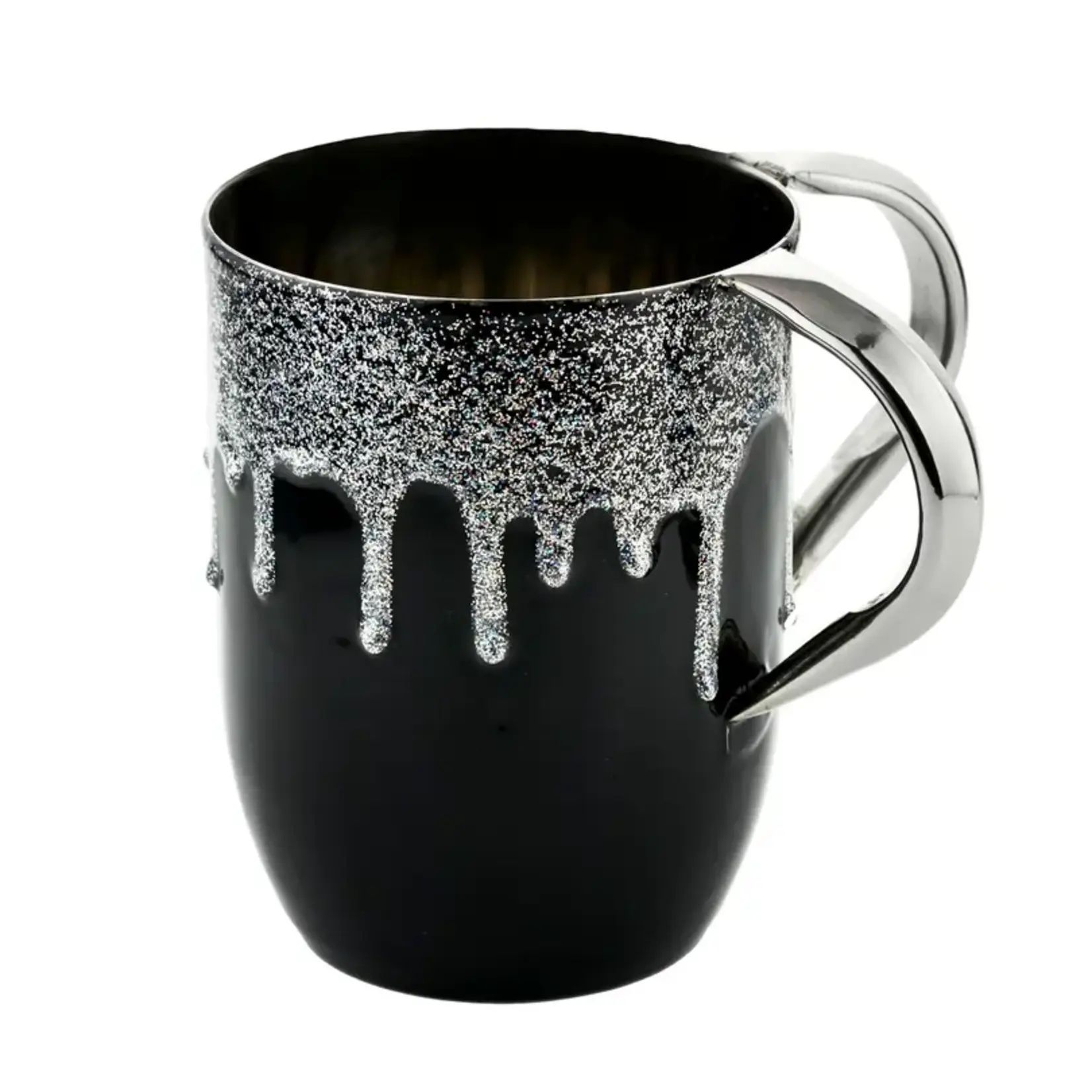 Black w/ Silver Glitter Wash Cup