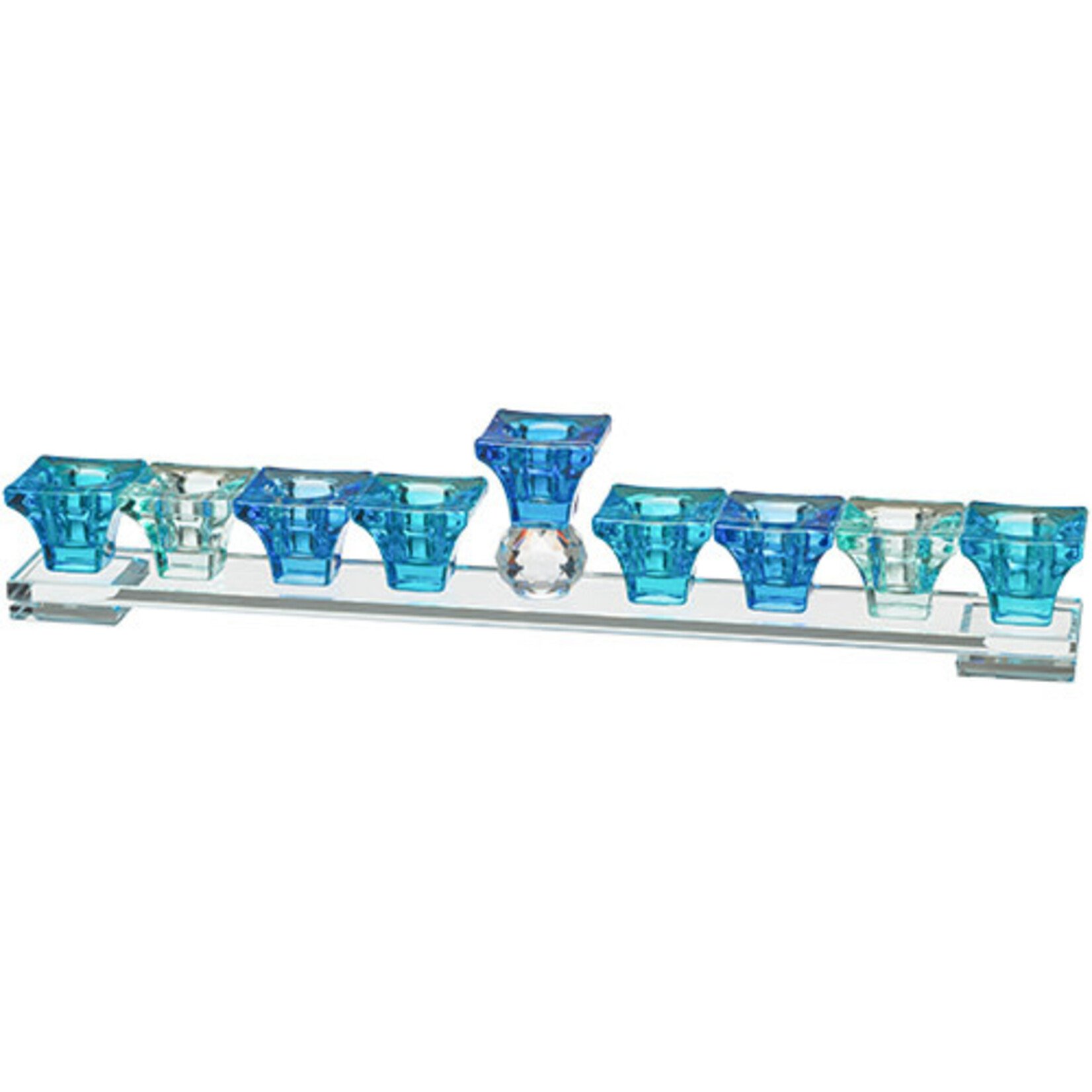 Blue Crystal Long Menorah