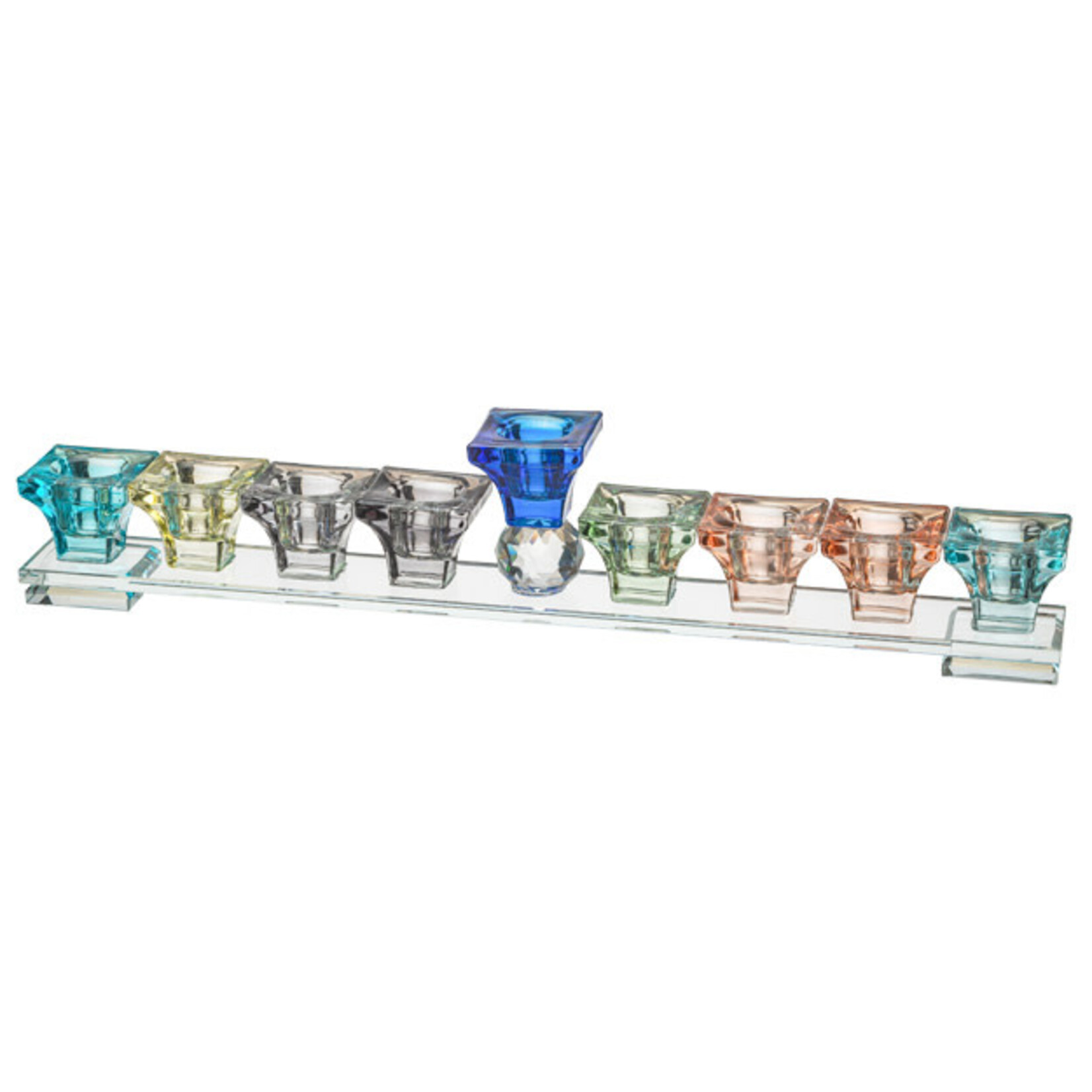 Multicolor Crystal Long Menorah