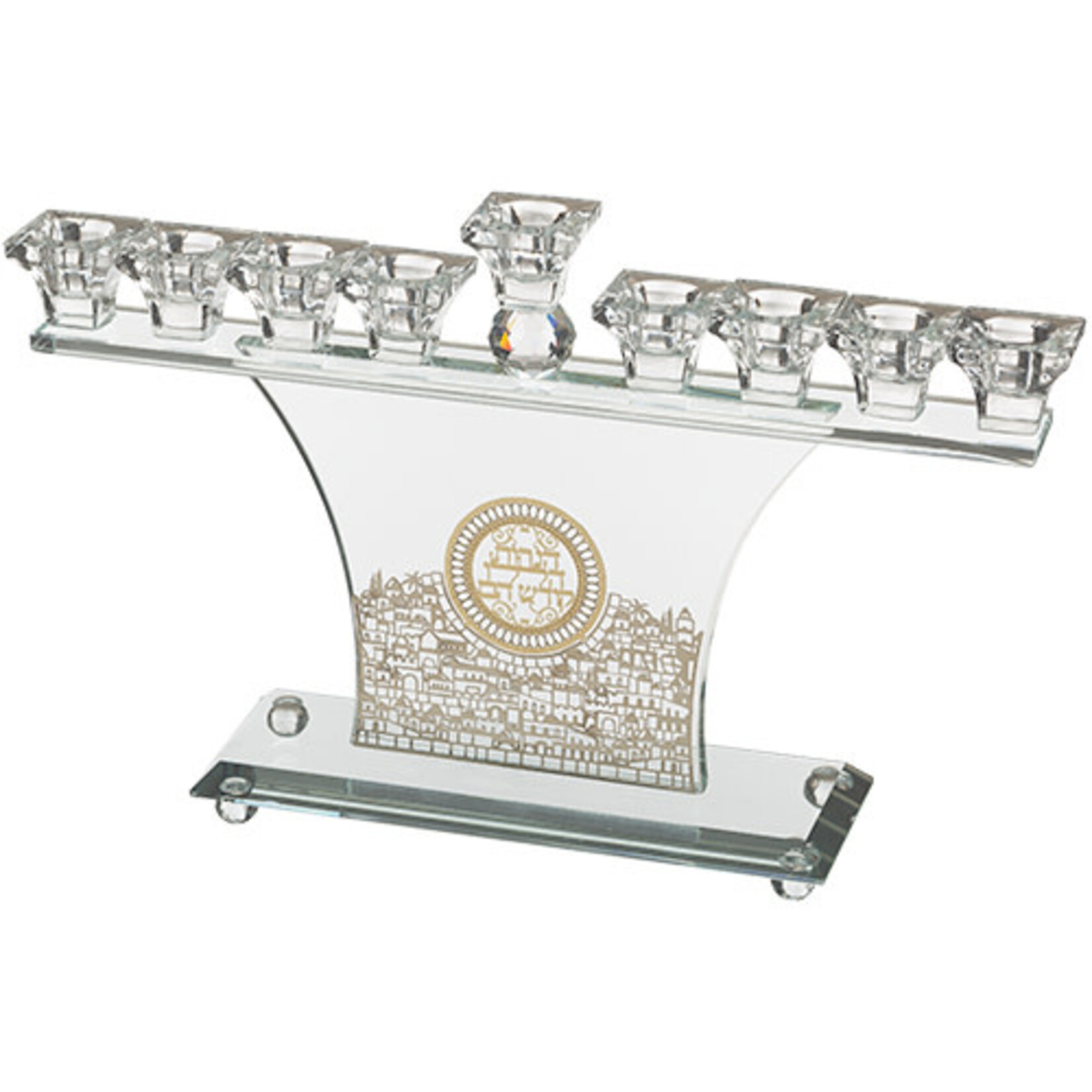 Crystal Menorah - Jerulsaem Gold Plaque