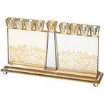 Rectangular Amber Crystal Menorah - Jerusalem