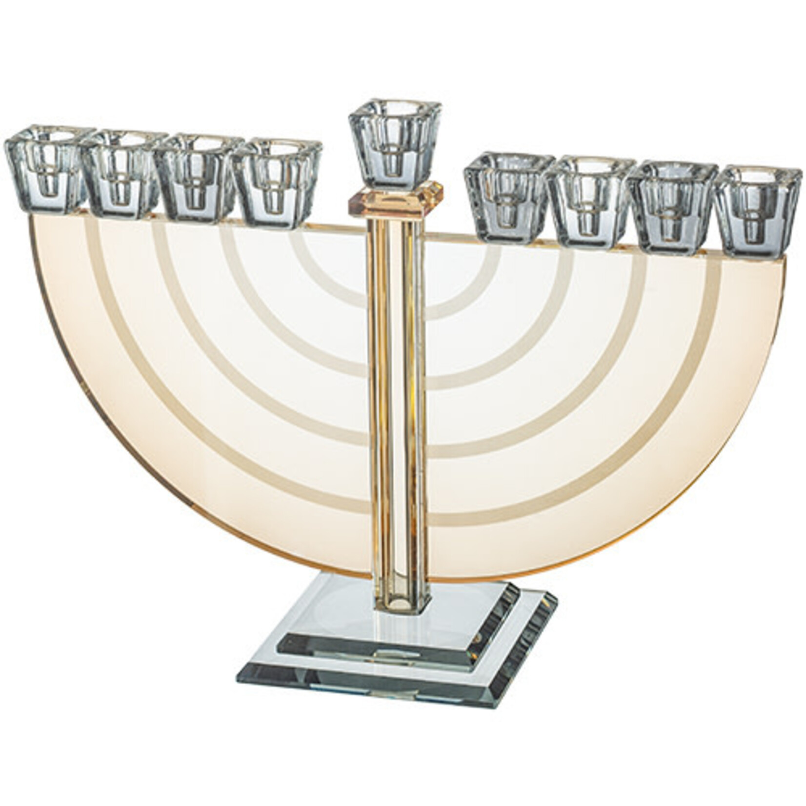 Amber Crystal Half Circle Menorah