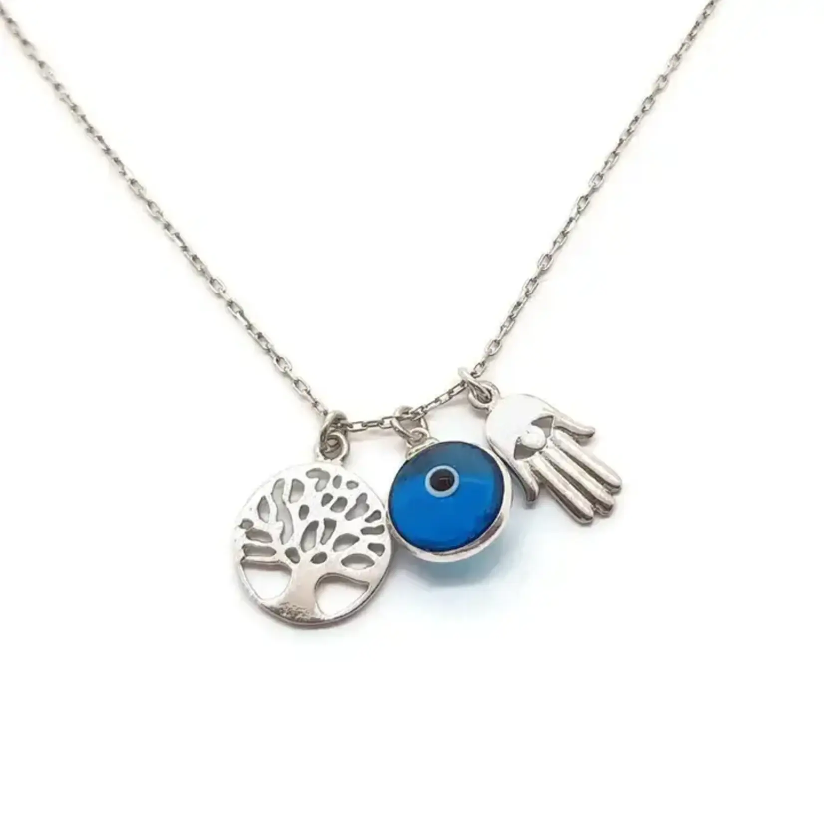 Sterling Silver 3 Charm Necklace