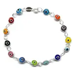 Sterling Silver Multicolored Eye Bracelet