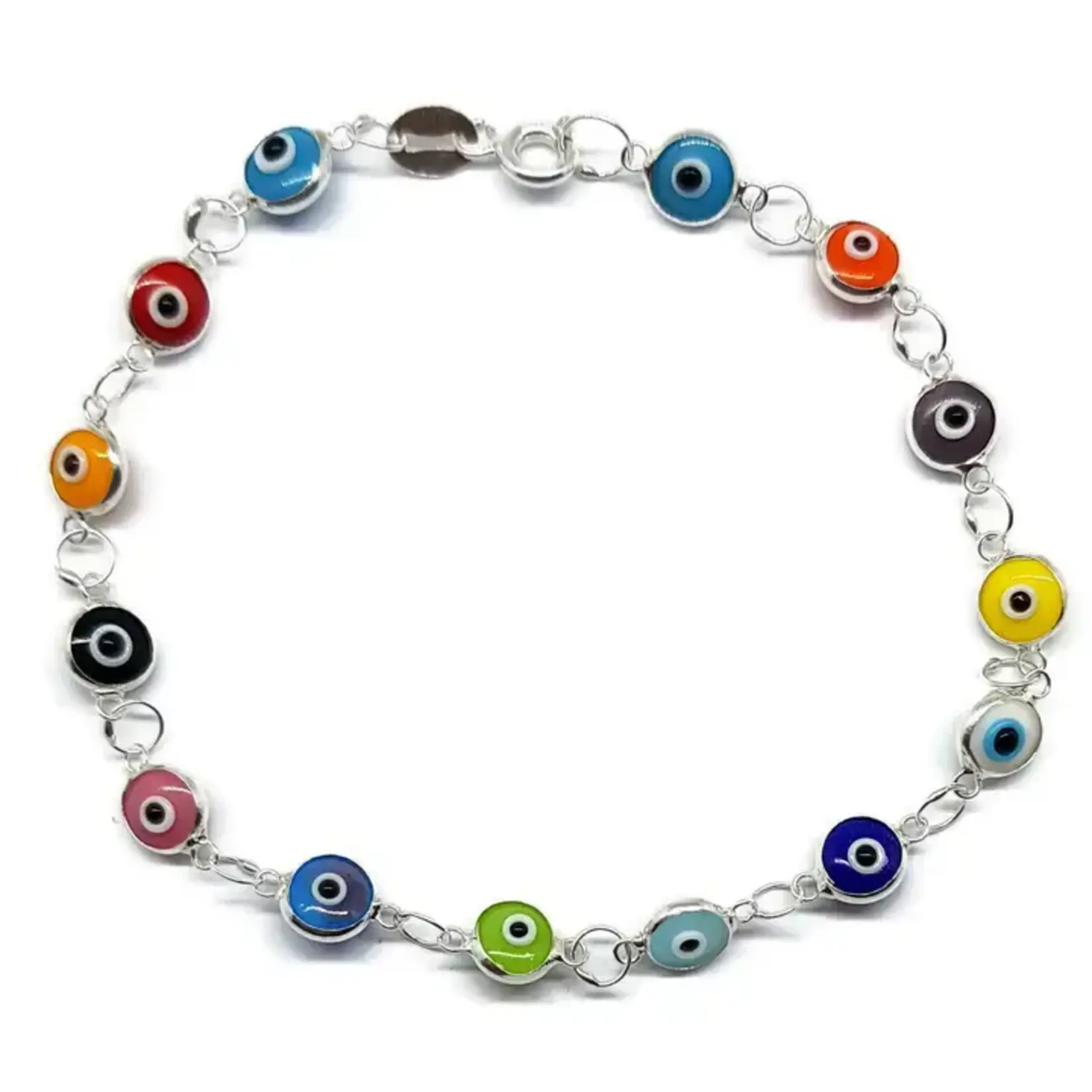 Sterling Silver Multicolored Eye Bracelet