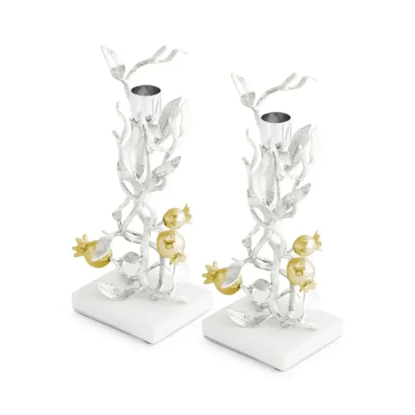 Pomegranate Silver & Gold Candleholders