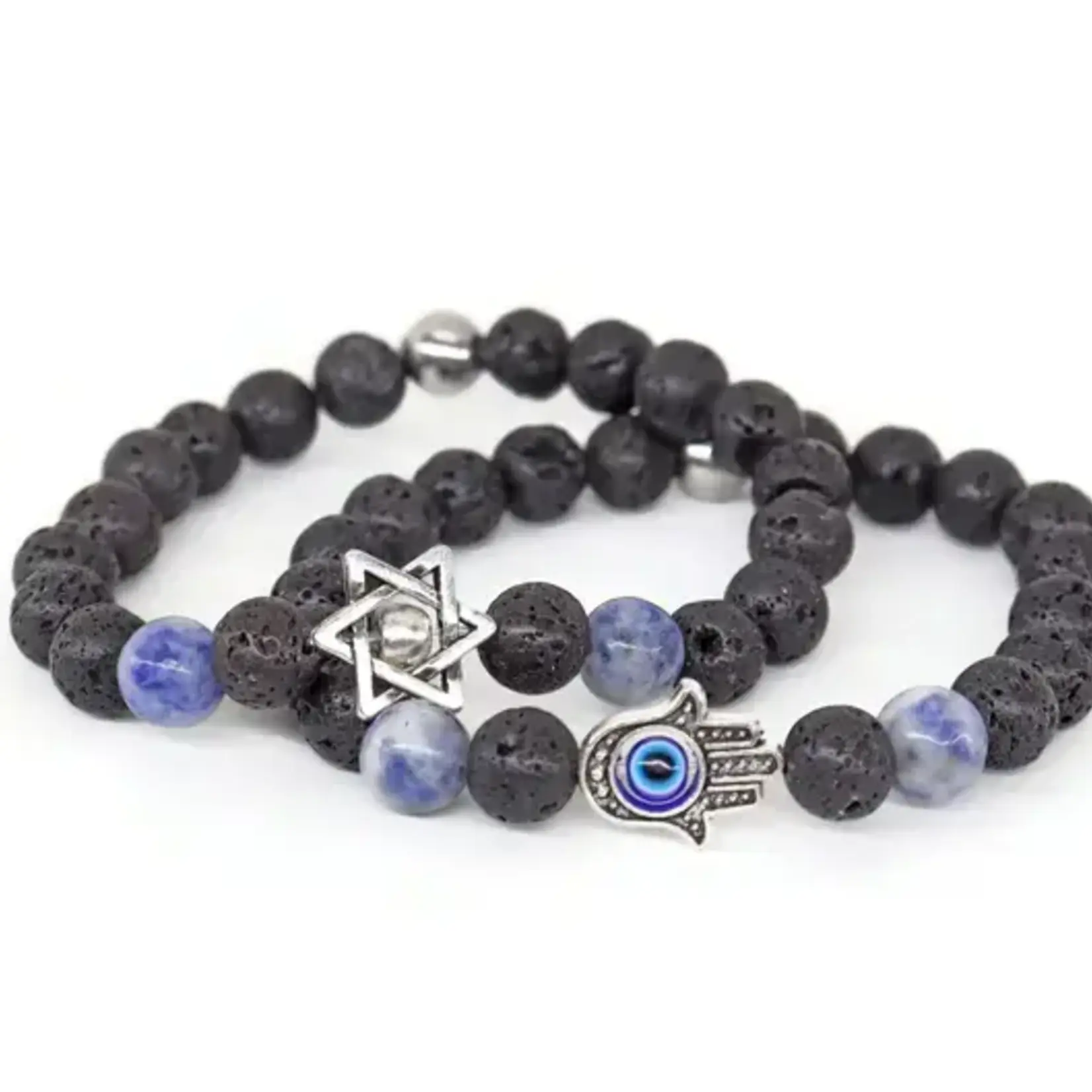 Lava Stone Men's Star of David Bracelet