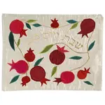 Pomegranates White Raw Silk Appliqued Challa Cover