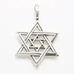Sterling Silver Large Double Star of David Pendant-20" Marina Link Chain