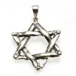 Sterling Silver Large Woven Oxidized Star of David Pendant-18" Rope Chain