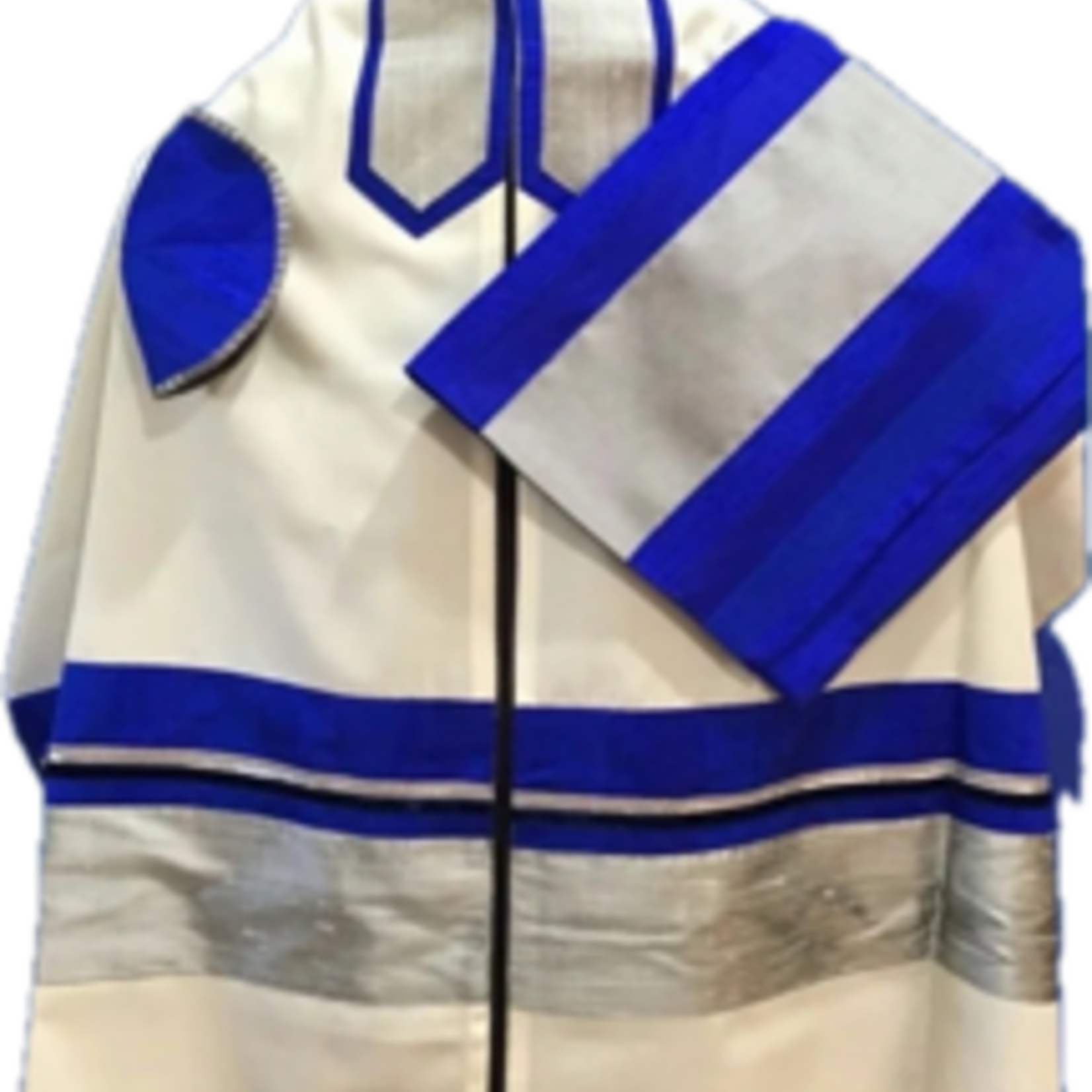 100% Fine Cotton Tallit-Silver and Royal Blue