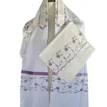 Lavender Flowers on Brushed Cotton Tallit