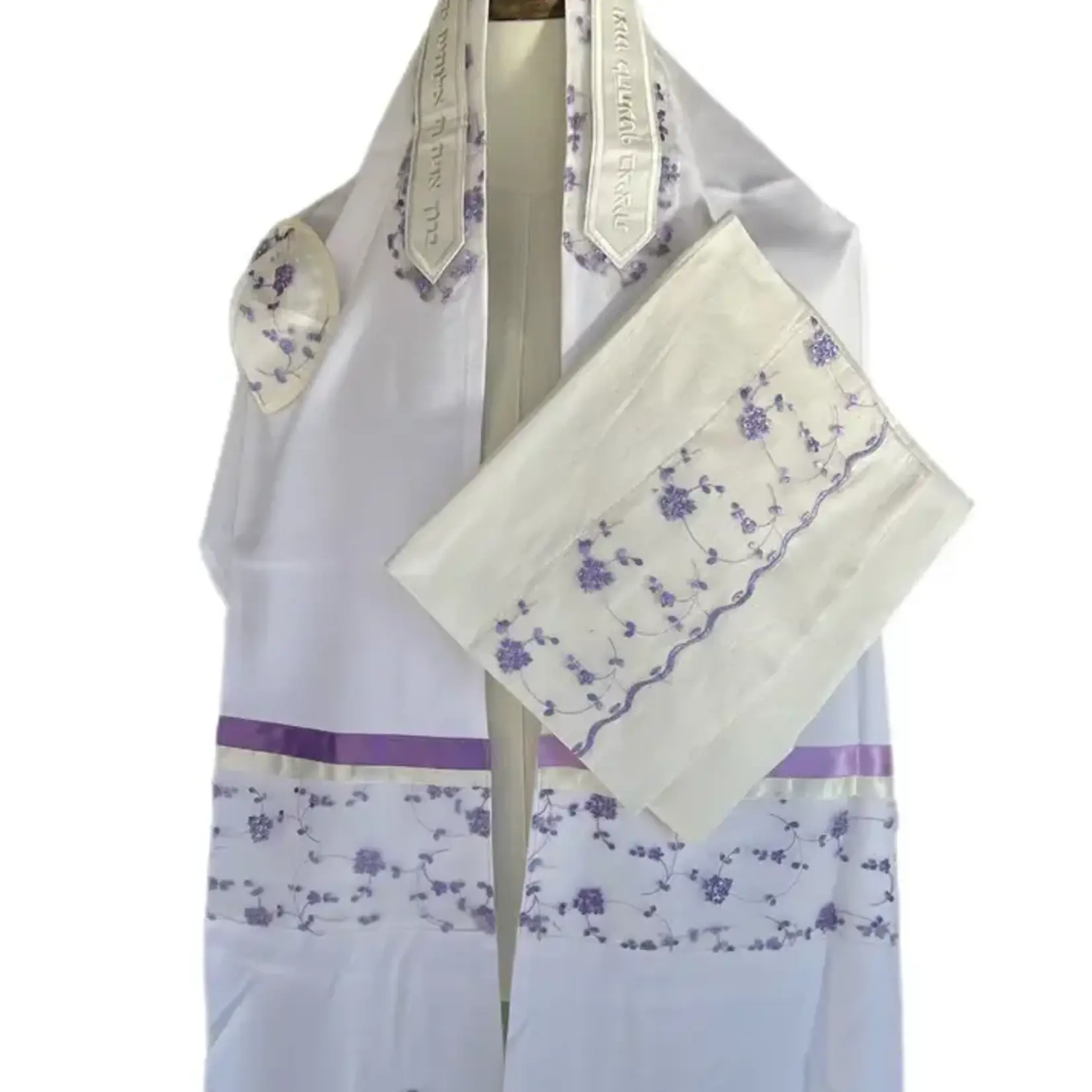 Lavender Flowers on Brushed Cotton Tallit