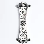 Pewter Mezuzah w/ Swirls and Truquoise Stones