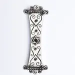 Pewter Mezuzah w/ Swirls and Black Stones