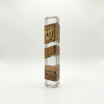 Handmade Clear Resin and Olive Wood Mezuzah Case