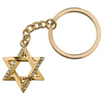Magen David Keychain w/ Stones - Gold