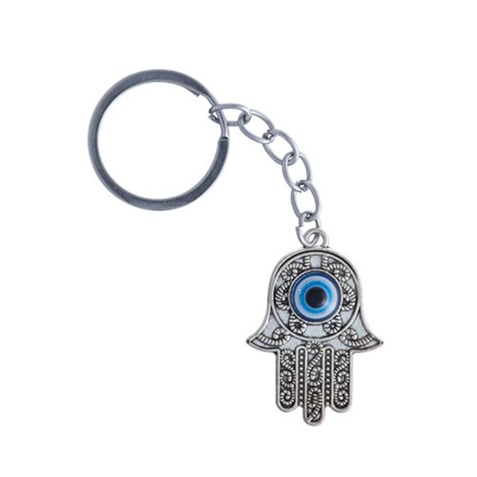 Nickel Hamsa Keychain w/  Eye