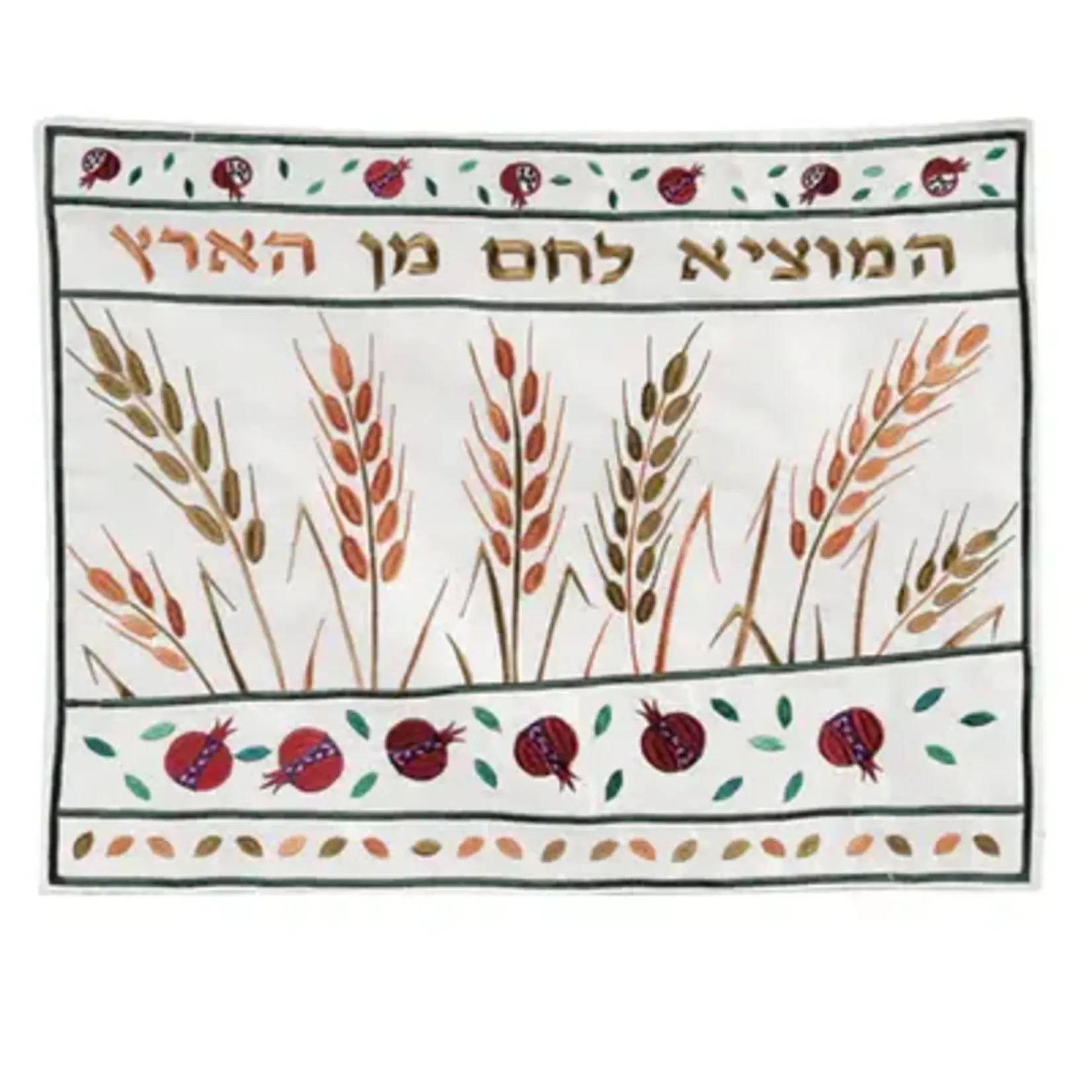 Dark Wheat Machine Embroidered Challah Cover