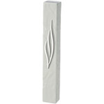 Textured Stone Like Mezuzah Case - White w/ Silver Shin