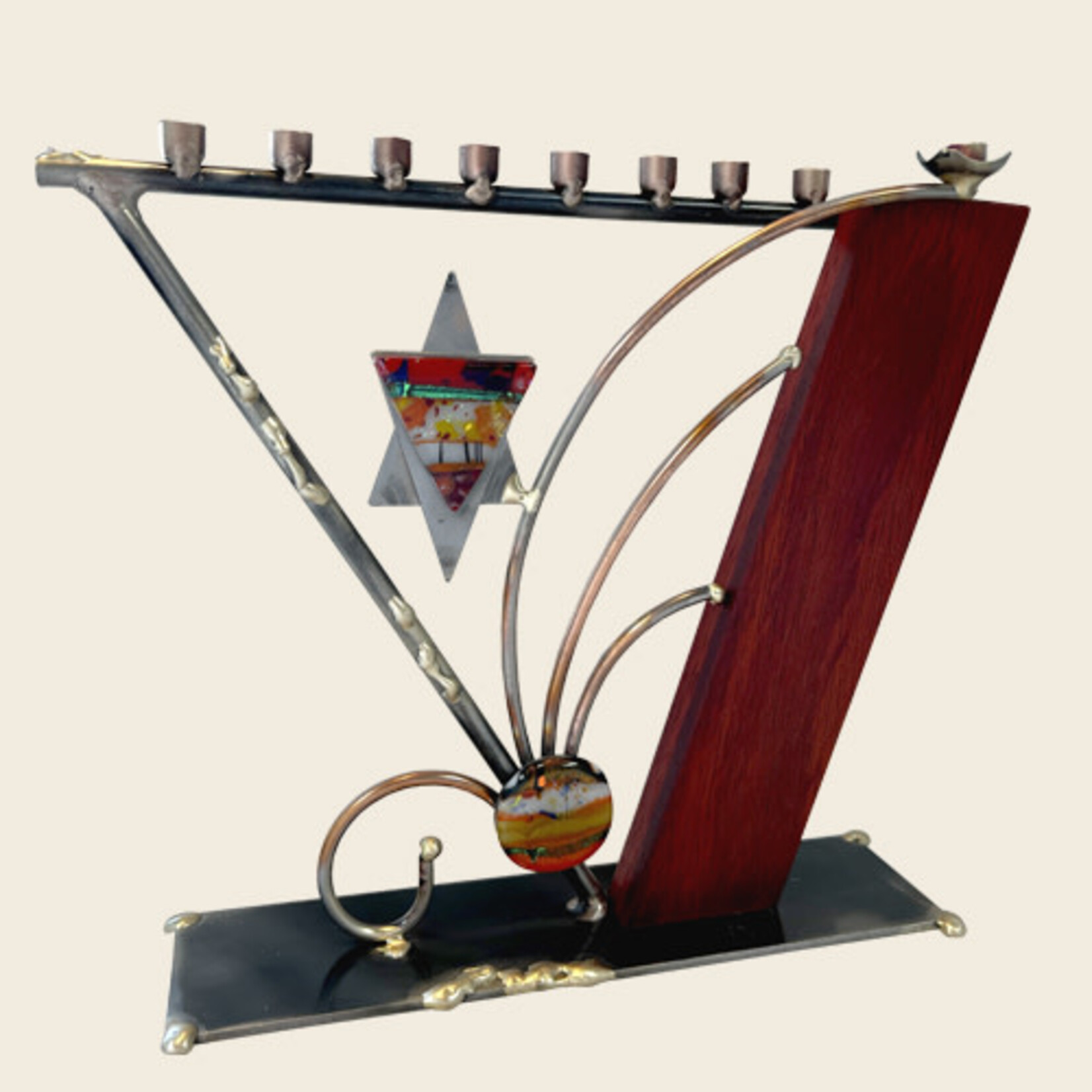Slanted Wood Menorah