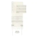 Hand-Woven Tallit-White/Silver