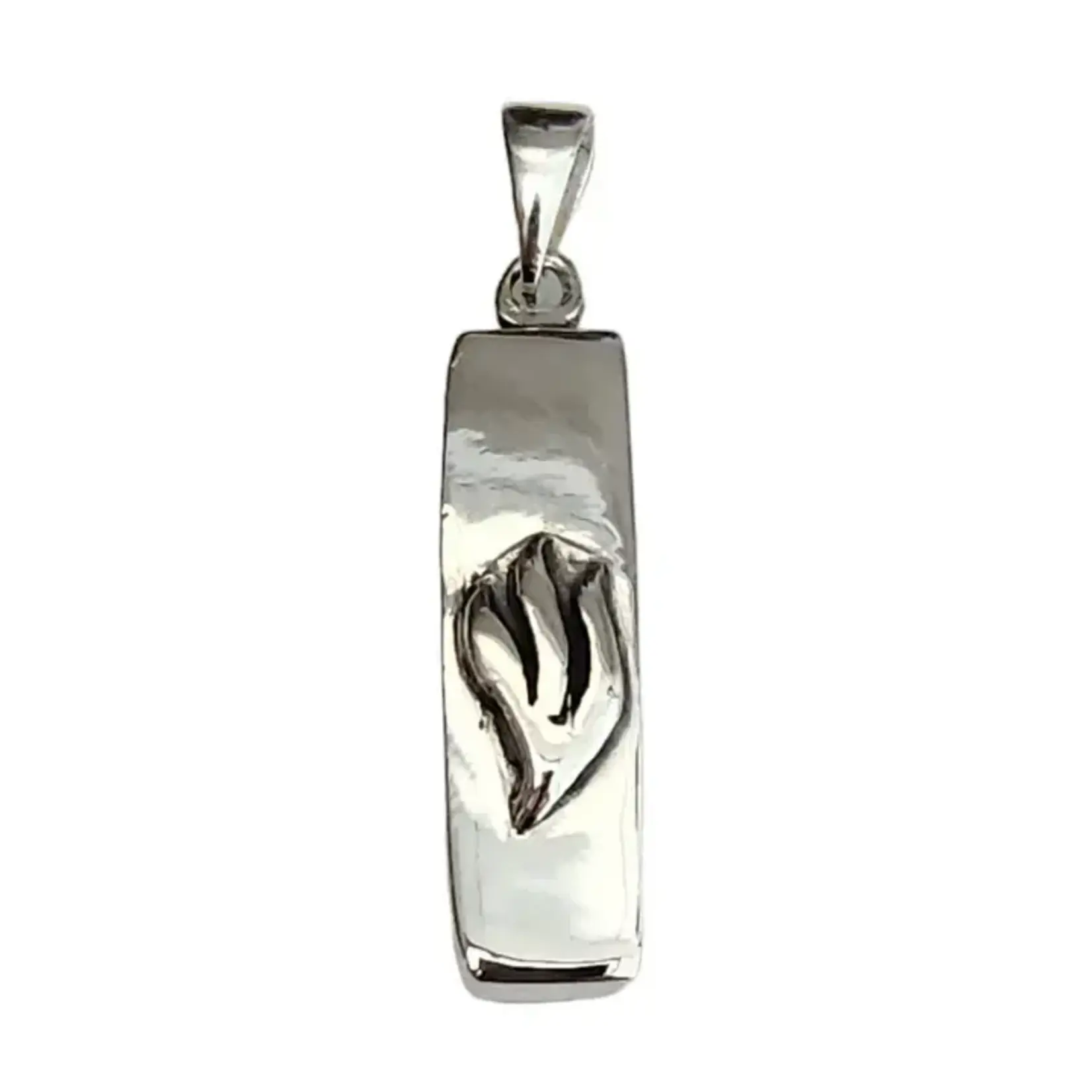 Sterling Silver Modern Mezuzah Pendant Shin on 18" Box Chain