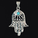 Sterling Silver Hamsa with Jade