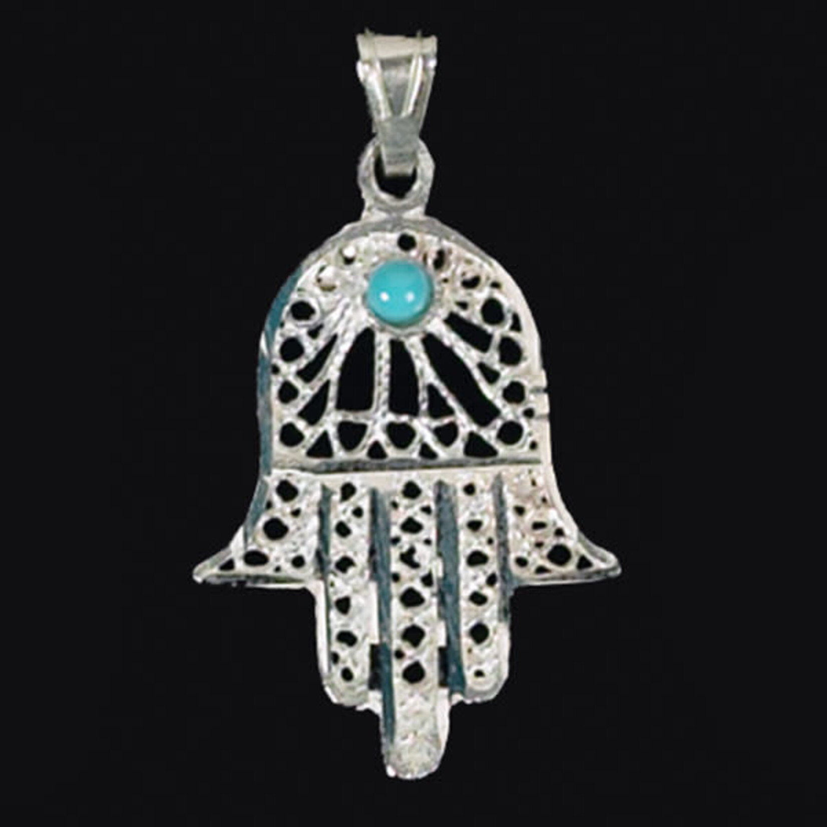 Sterling Silver Hamsa with Jade