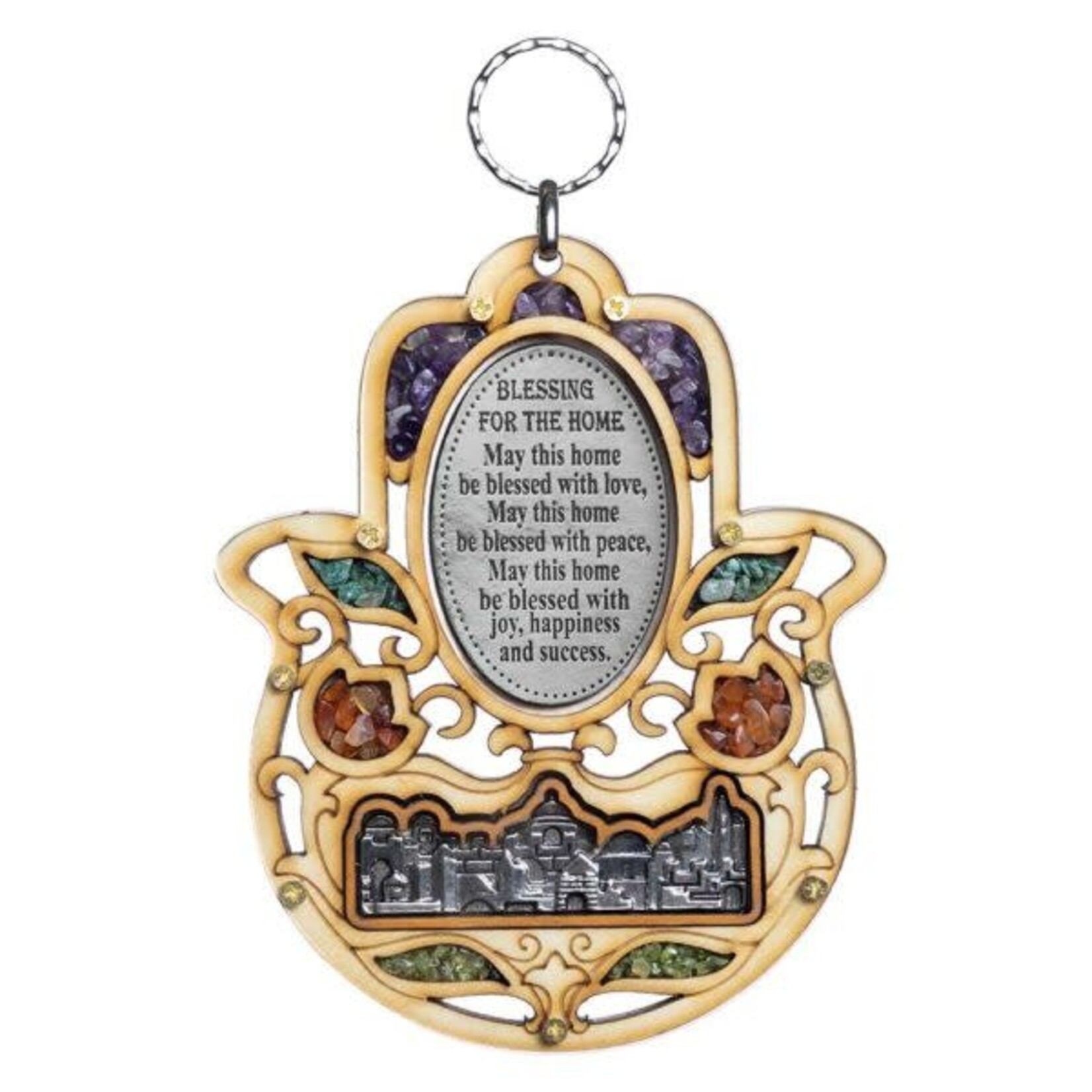 Wooden Hamsa Home Blessing - Hebrew