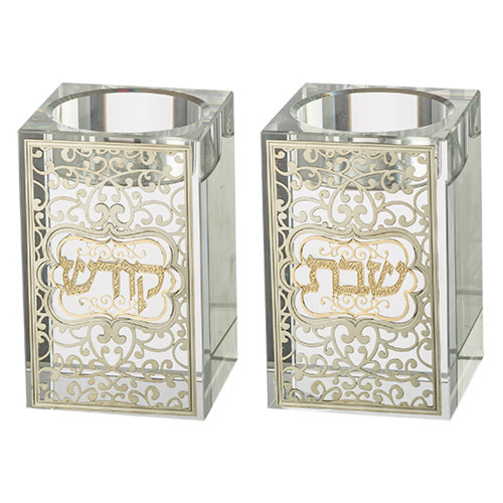 Crystal Tealight Holders w/ Ornamental Design