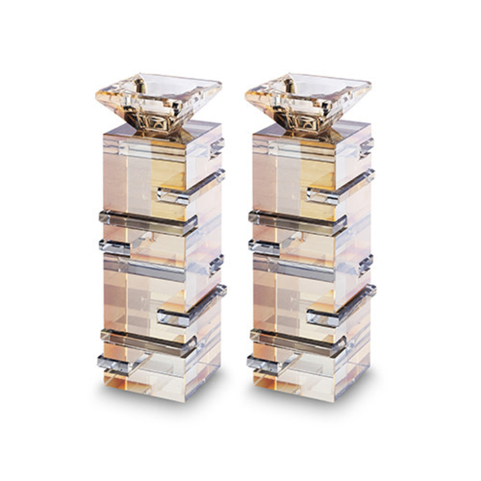 Crystal Candlesticks - Black/Gold - 20cm