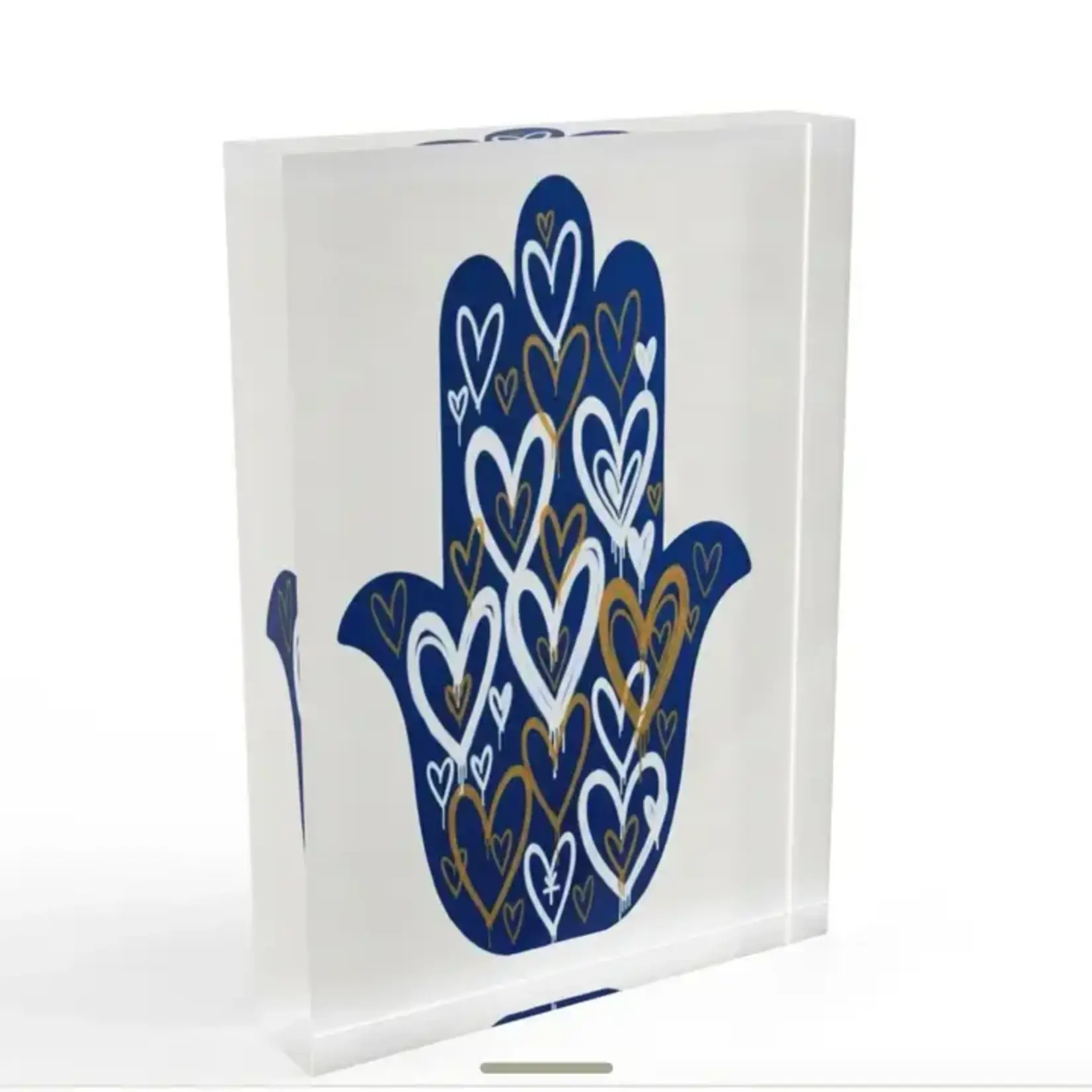 Hamsa Love Hearts Crystal Block