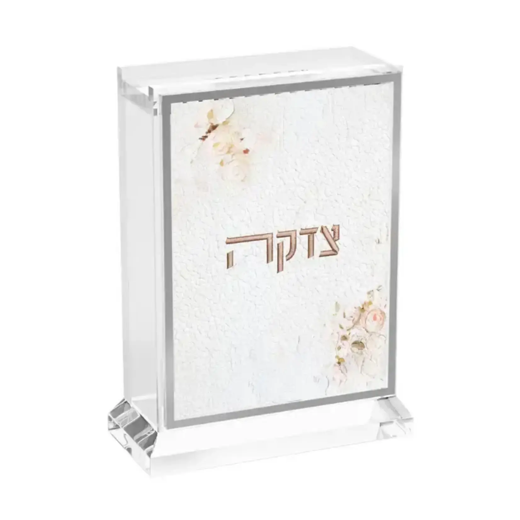 Leatherite Artwork Tzedakah Box - Blush Rose